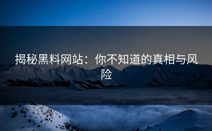 揭秘黑料网站：你不知道的真相与风险