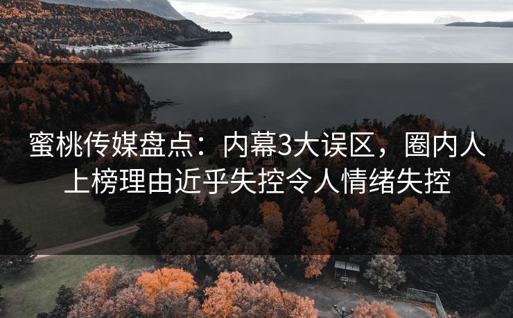 蜜桃传媒盘点：内幕3大误区，圈内人上榜理由近乎失控令人情绪失控
