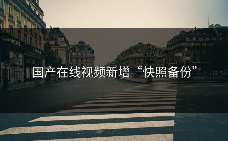 国产在线视频新增“快照备份”